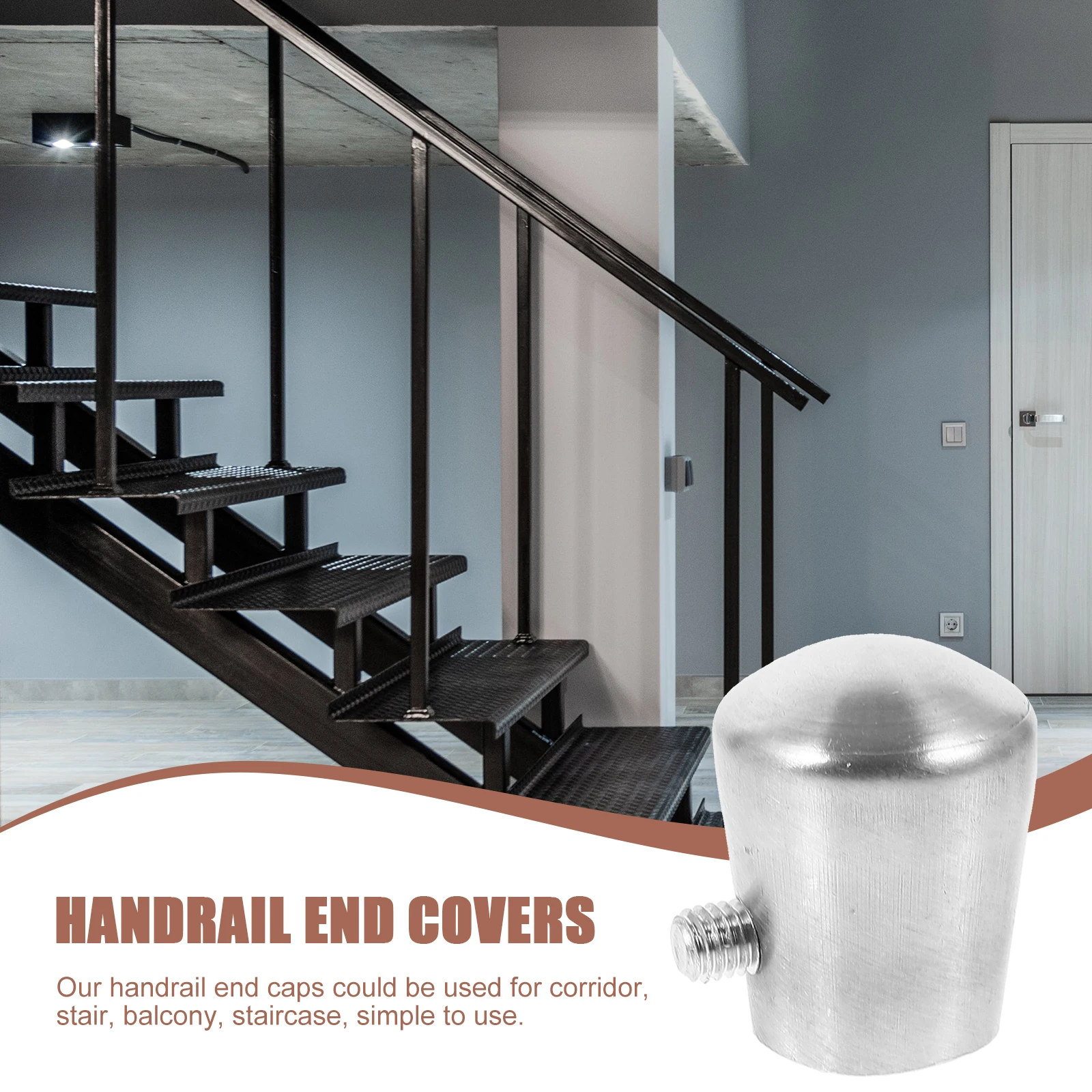 

2Pcs 13 5mm Stainless Steel H rail Fittings Tube Cover Durable Anti Rust Grab Bar End Caps Stairs Armrest Accessories Protector