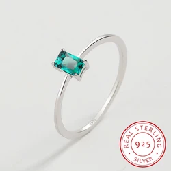 2022 NEW Classic Paraiba Rectangular Emerald Original S925 Sterling Silver Rings For Women Sapphire Diamond Engagement Jewelry