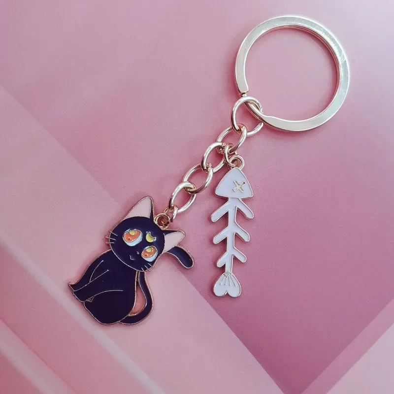 حلقة مفاتيح معدنية جذابة للنساء ، سلسلة مفاتيح بحار ، قمر ، قطة حلوة ، سيارة ، إبداعية ، كرتون ، لطيف ، هدية للزوجين ، قلادة حقيبة #3