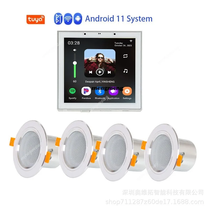 4 inch intelligent background music host amplifier graffiti central control screen family hotel voice control home equipment