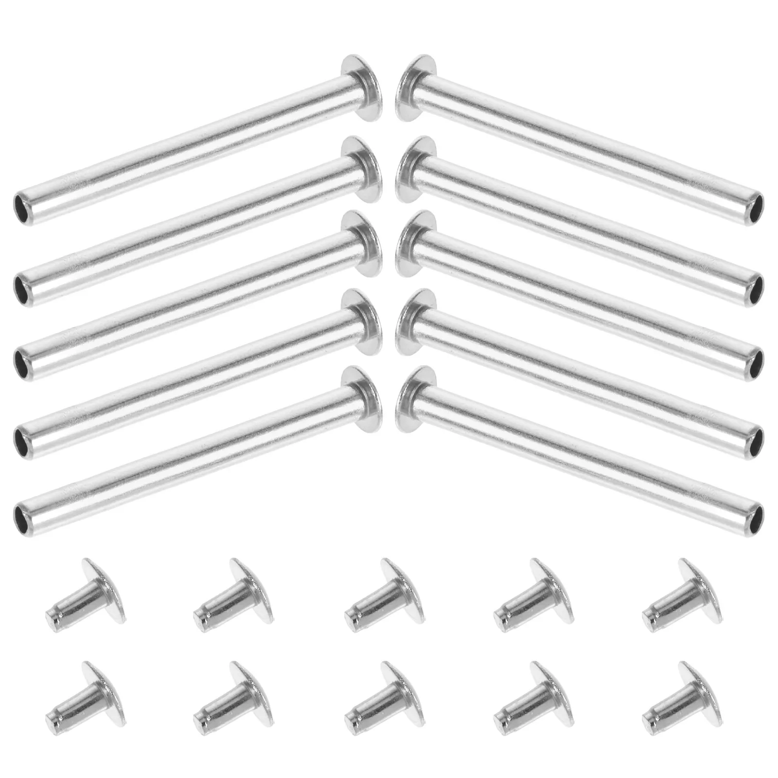 10Sets Folding Hand Fan Repair Kit 30Mm Silver Rivets and Nuts Metal Fasteners for DIY Handmade Fan Restoration Projects