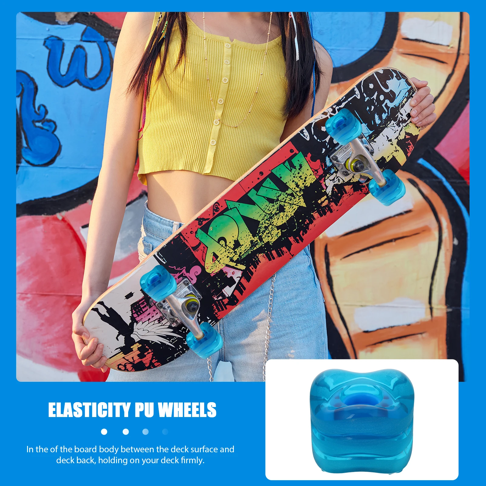 

Curve Skateboard PU Elastic Wheels for Street Dancing Parts Replacement Trick Shape Custom Boards Skating Accessories