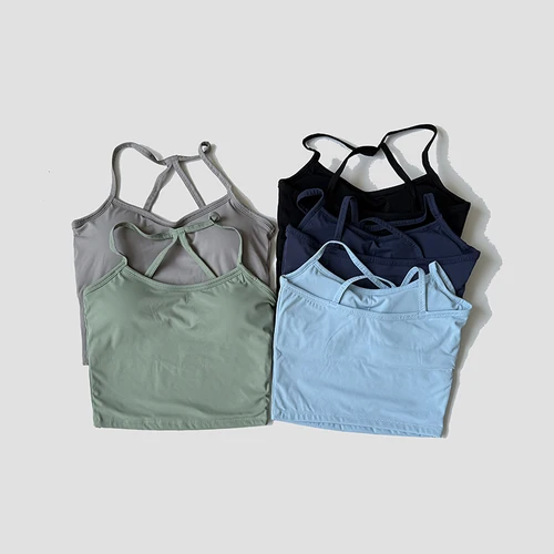 Camiseta sin mangas para gimnasio, ropa acolchada para mujer, Sujetador deportivo con cuello cuadrado para correr, chaleco de Fitness, parte de atrás bonita, ropa deportiva de entrenamiento