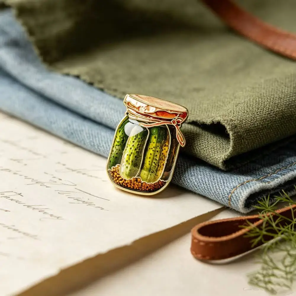 1pcs Vintage Pickle Jar Enamel Pin Retro Food Brooch Lapel Badge Halloween Fall Gift for Backpack Clothing Decor