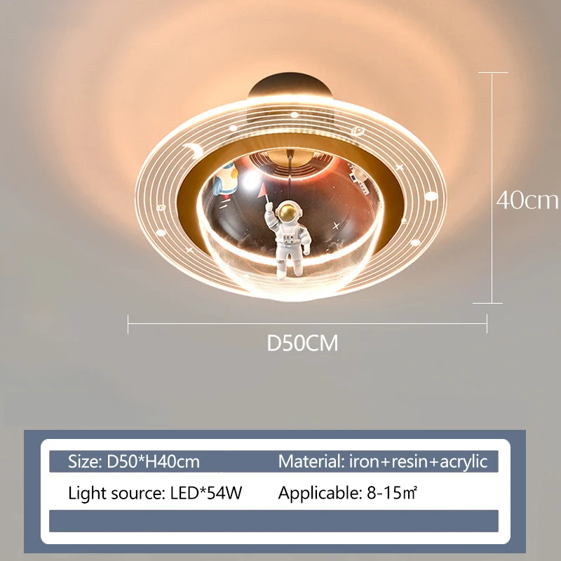 어린이 방 천장 램프, 만화 우주 비행사, 달 착륙, 패션 크리에이티브 LED 조명, 소년 침실 홈 장식, 신제품