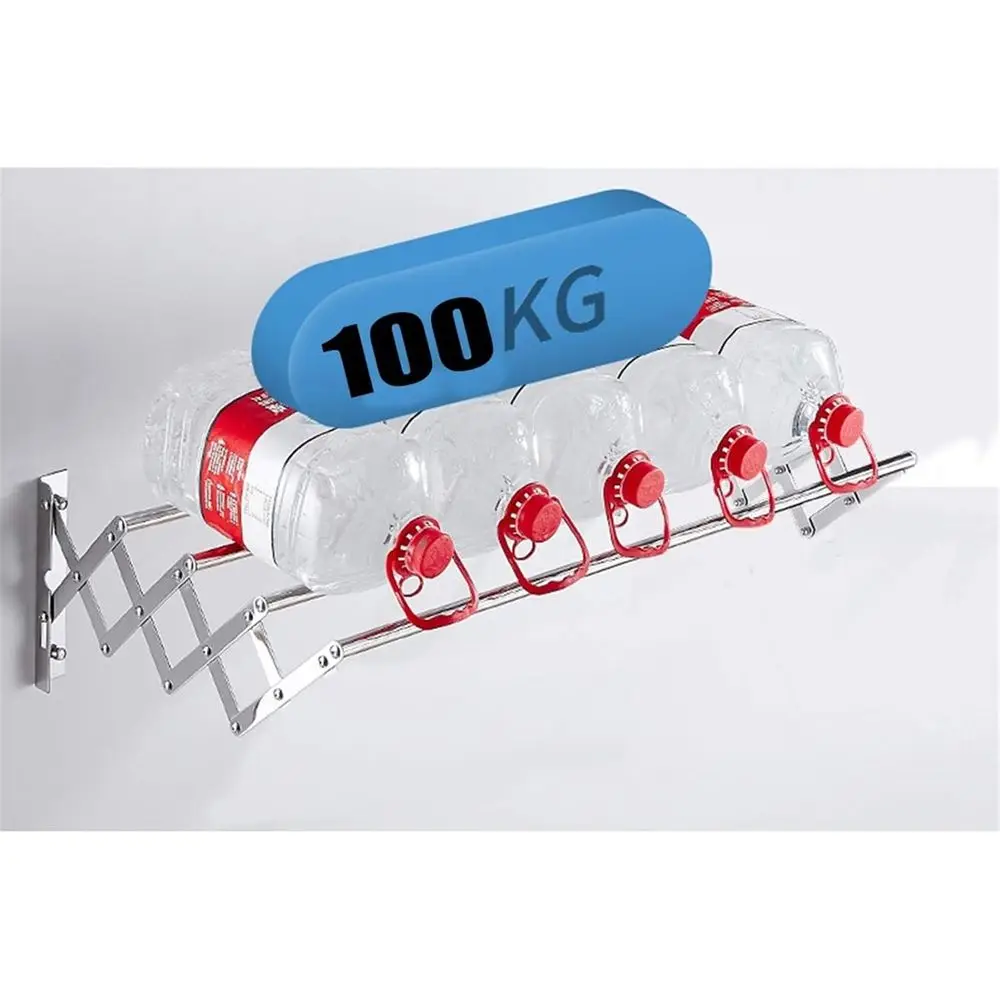 Wall-Mounted Retractable Accordion Laundry Drying Rack, Rustproof, 90cm, Stainless Steel for Indoor Use