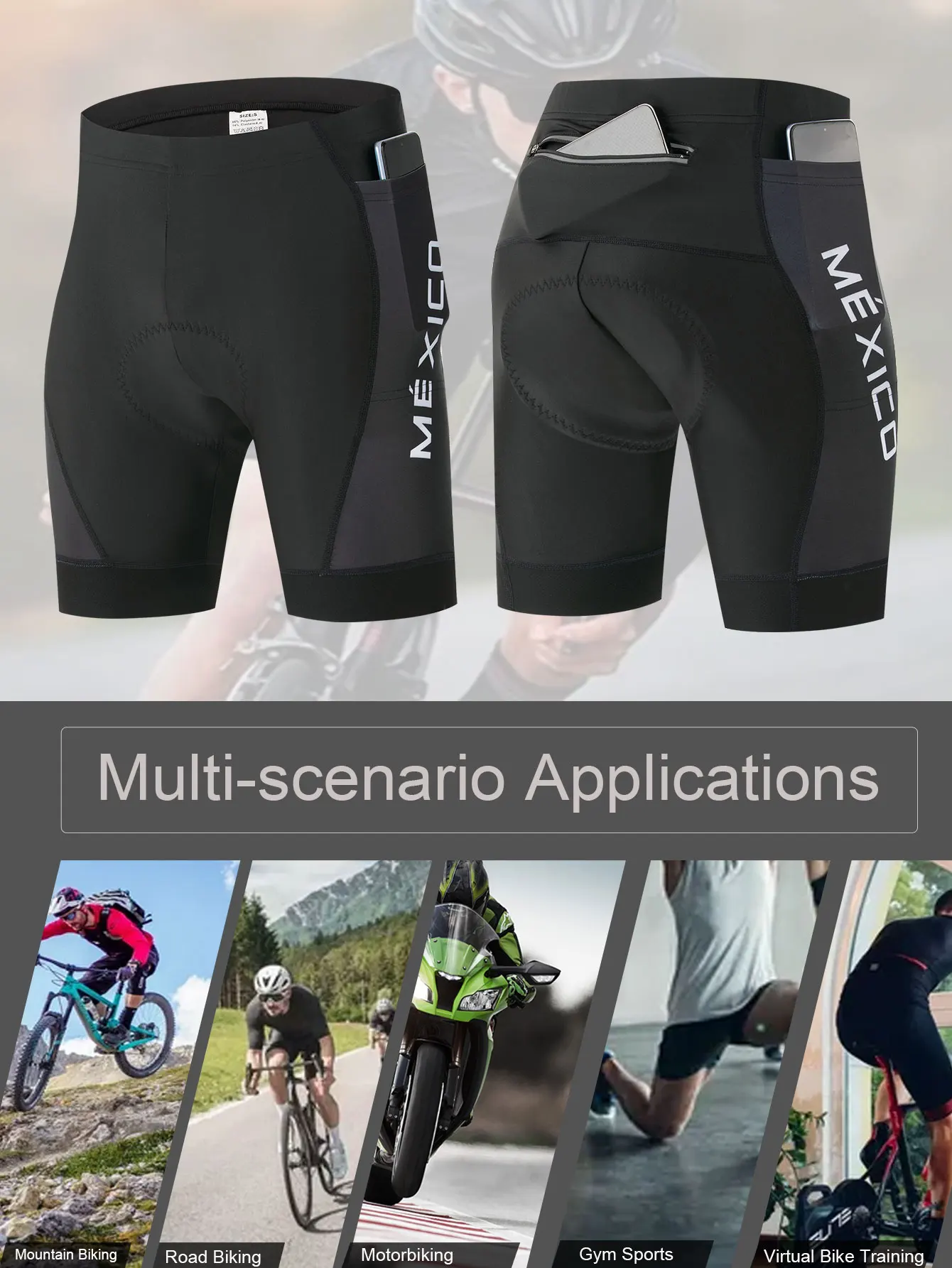 

High Elastic Tight Cycling Shorts Men Breathable 3 Pockets Outdoor Bike Wear