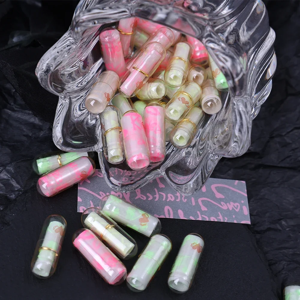 50-100 قطعة كبسولة رسالة في زجاجة رسالة شفافة الحب حبة التعبيرات ابتسامة حبوب مع لفة ورقة الزفاف هدية عيد الحب