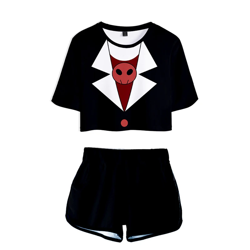 Hazbin Cosplay Outfit Hotel Costume Women Charlie Alastor Top Shorts Sport Suits Running Shorts Shirt Hazbin Set Hotel Girls