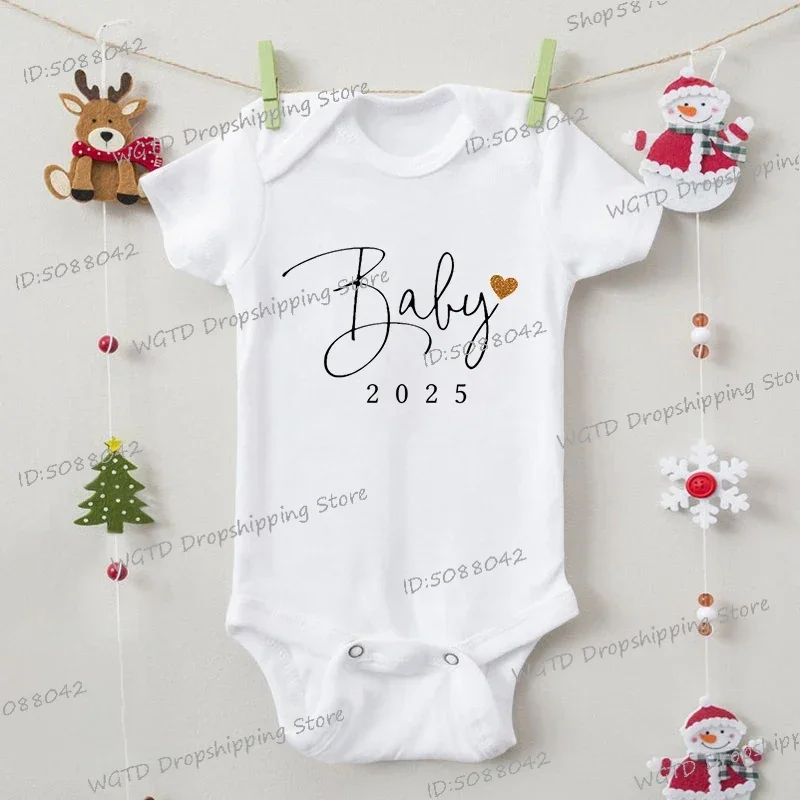 Schwangerschaftsankündigung Geschenk „Baby 2025“ Druck Neugeborene Bodys Coming Soon Geschenk Baby Junge Mädchen Baumwolle Strampler Herbst Overalls