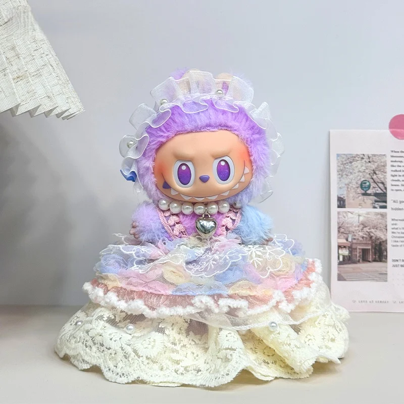 

17 см для серии Labubu, комплект одежды Labubu, аксессуары Labubu, одежда для косплея Labubu, милое платье Labbu, шляпа, юбка, подарок, без куклы