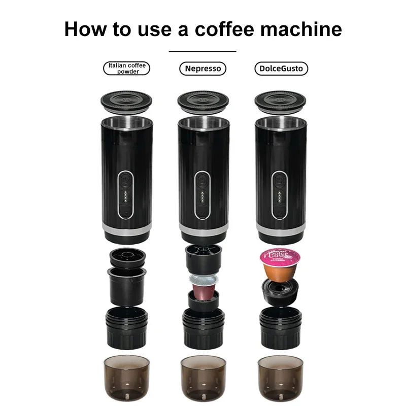 Portable Italian Espresso Machine 3-in-1 Capsule Powder Electric Outdoor Car Mounted Wireless Heating Coffee Machine Fast Charge