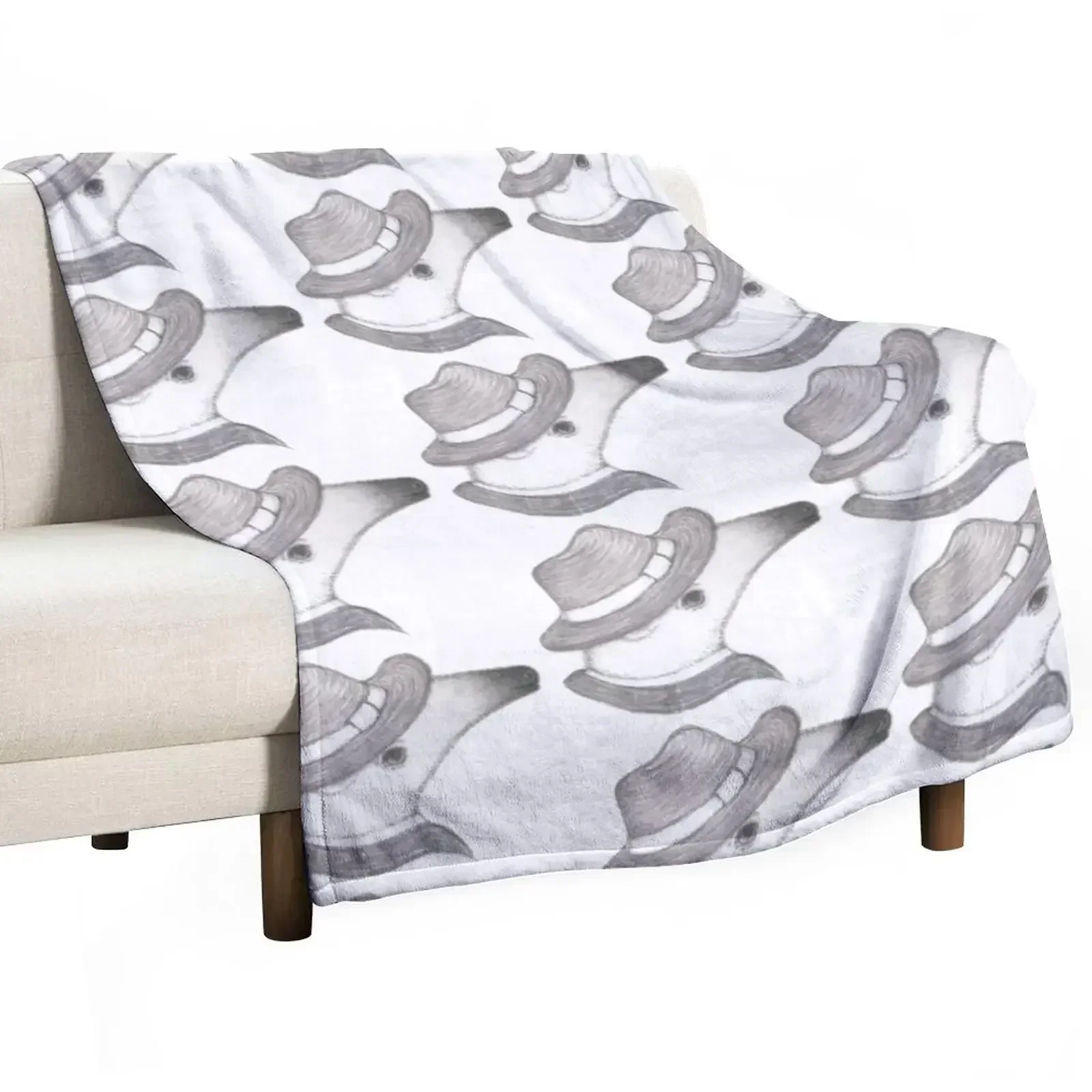 anteater tamandua with a fedora hand drawn Throw Blanket Soft Plush Plaid Loose Blankets