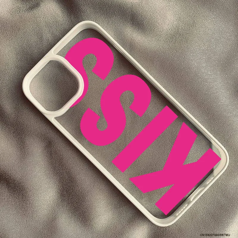 بسيطة الوردي الأسود رسائل قبلة قضية الهاتف آيفون 15 16 13 17 14 برو ماكس 12Mini 11 XR 7 8Plus للصدمات واضح الغلاف الصلب حقيبة #6