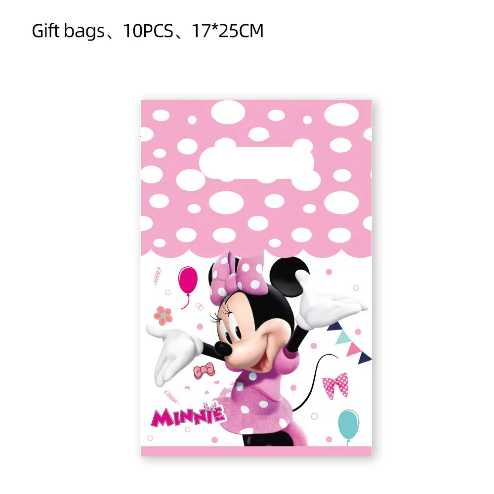 10pcs/lot Minnie Mouse Themed Girl's Favorite Birthday Party Candy Surprise Disposable Plastic Decorative Gifts Loot Bag