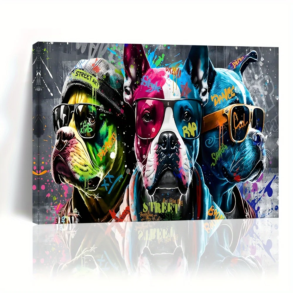 Canvas Wall Art Cool Dog Canvas Wall Art Framed Wall Art Print Suitable for Living Room and Bedroom Home Decor Holiday Gifts