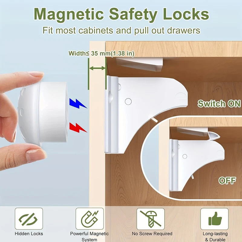 1set Kids Security Baby Lock Magnetic Child Lock Cabinet Drawer Door Lock Children Protection Lock No Drilling Baby Lock