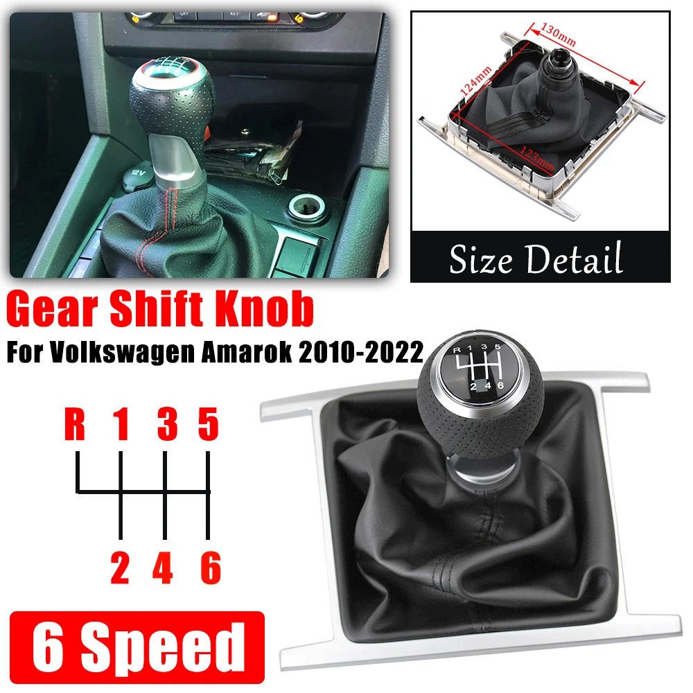 Manual 6 Speed Car Gear Shift Knob Lever Stick With Leather Boot For Volkswagen VW Amarok 2010-2022 Brand New Look