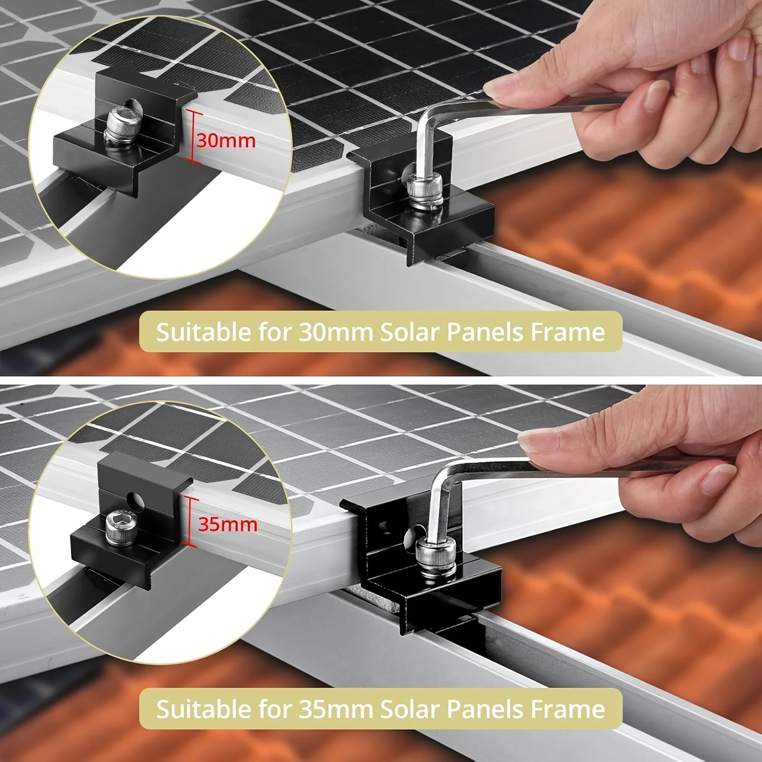12Pcs/set Solar Photovoltaic Bracket Aluminum Alloy Clamp For Solar Module Solar Panel Racking Mounts Accessories image 5