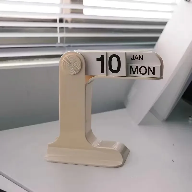 modern rotating desk calendar minimalist white black planner with one-touch control and rotatable base for office desktop decor
