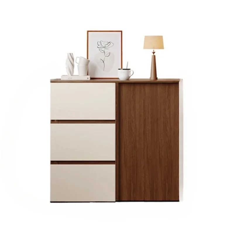 

Medieval dining side cabinet integrated storage locker small apartment cream wind tea cabinet living room locker chest cabinet