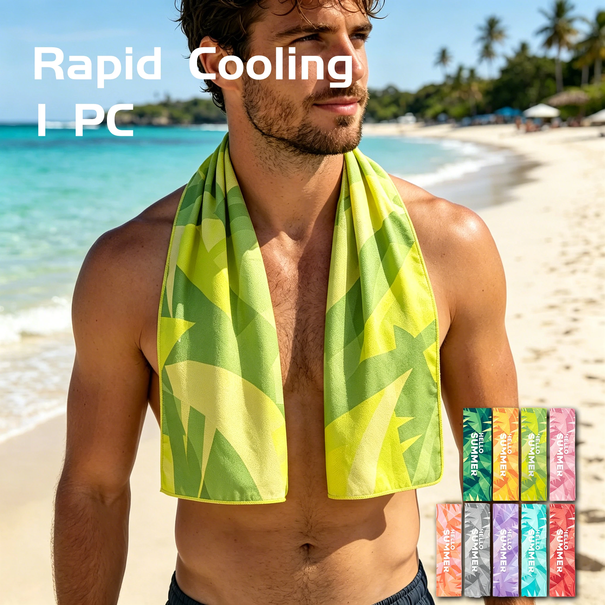 Toalha Esportiva Refrescante Estampada 30x100cm de Tecido com Efeito Gelo Instantâneo, para Manter a Frescura durante Yoga, Academia, Corrida, Treino, para Limpar o Suor e de Secagem Rápida