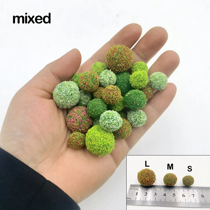 

100pcs/bag Simulation spherical shrub and vegetation model sand table street ground decoration DIY doll house scenery layout