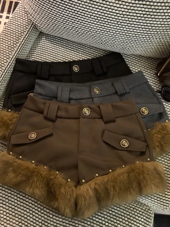 Taille haute américain Sle fourrure jambe large ort pantalon femme pantalon décontracté automne hiver minceur Bootcut pantalon