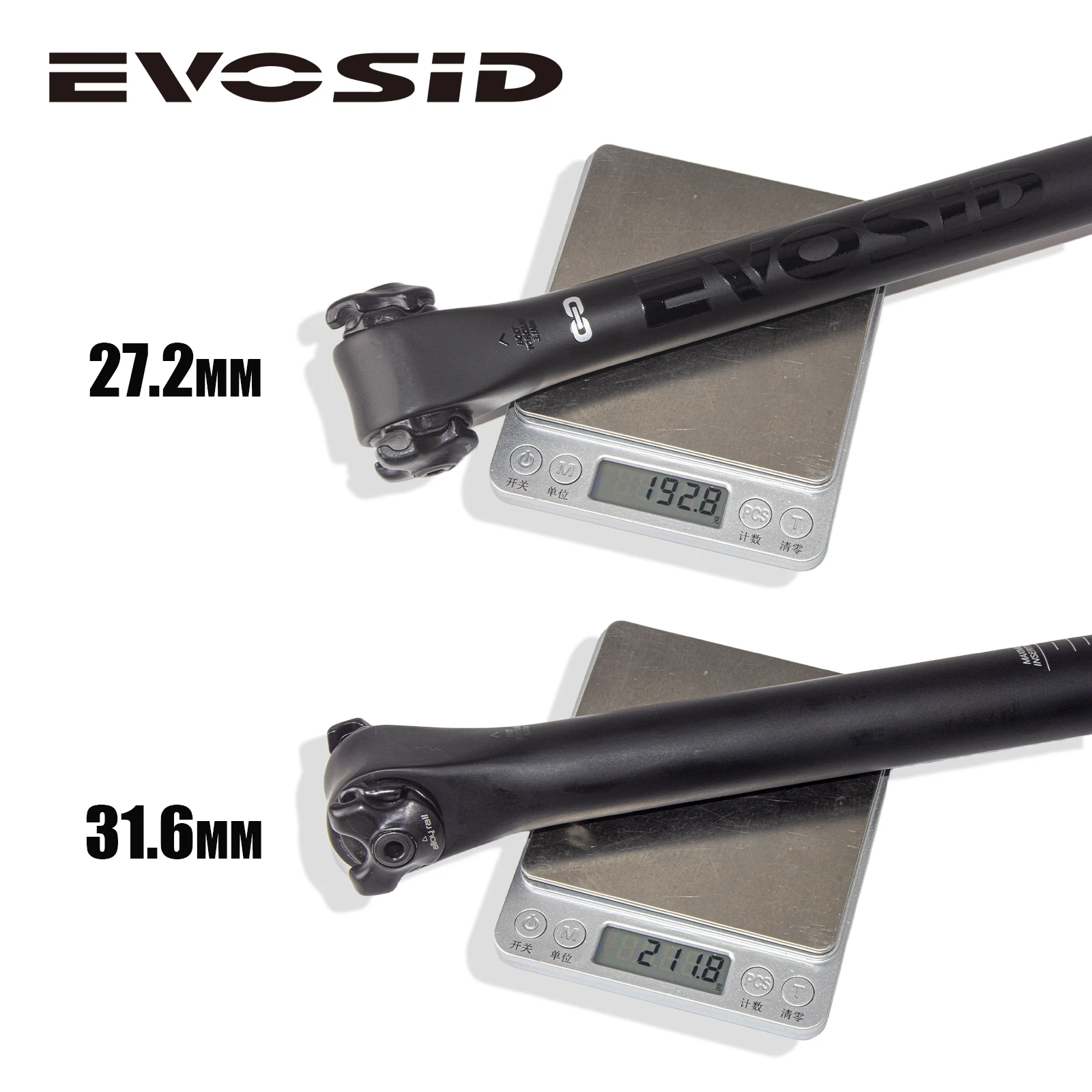 EVOSID Carbon Seatpost 27.2/31.6mm MTB Bicycle Seat Post Matte UD Black 400mm Road Bike Seat Tube Ultra-light Bicycle Parts