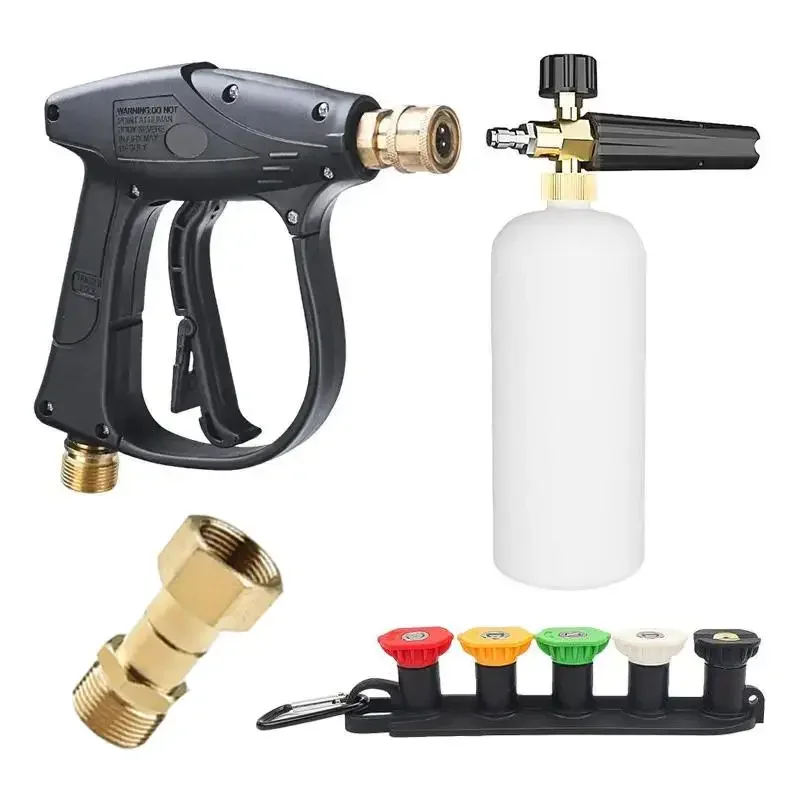 Foam Cannon Kit M22-14mm Interface, 5 Stainless Steel Nozzles Compact Lightweight for Car Washing & Care