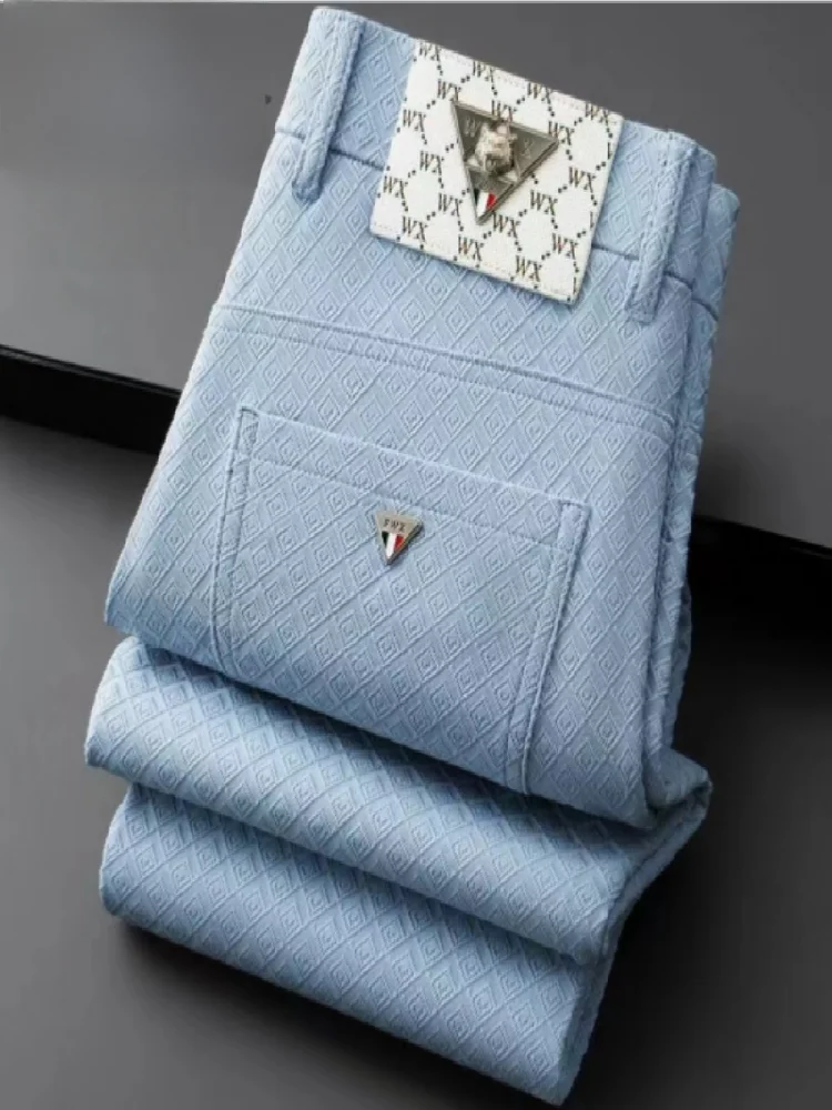 

TUCANO Summer Thin Men's Casual Pants Embroidered Lightweight Busin Straight Leg Slim Fit Elastic High End Long Pants