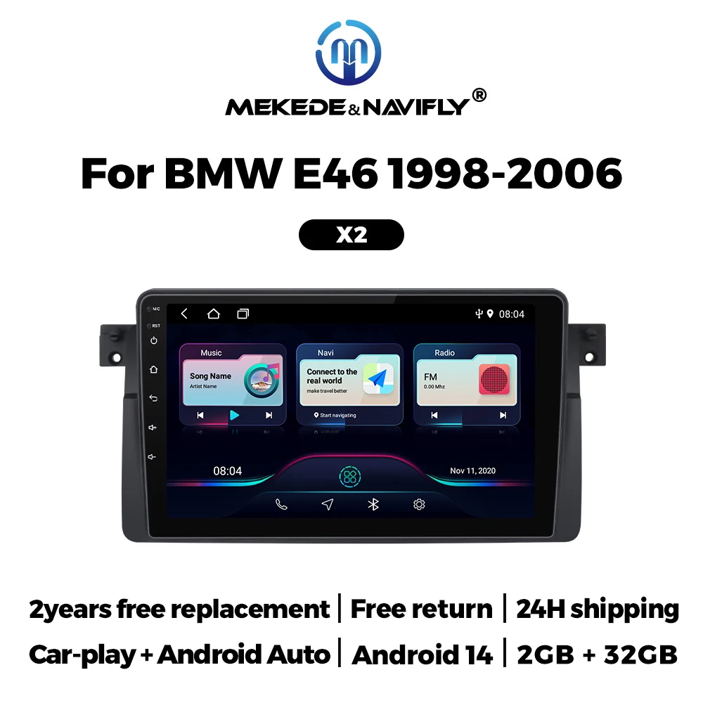 Android 14 Car radio For bmw E46 Rover 75 Coupe 318/320/325/330/335 Multimedia Player car intelligent system Carplay+Auto WIFI