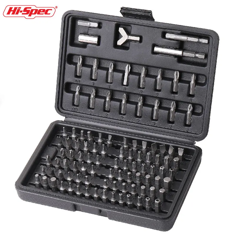 Hi-Spec Multi Combo Kit  Screwdriver Bit Head Set 100 Piece Bit Box Hss Twist Drill Set Woodworking Accessorie For Power Machine