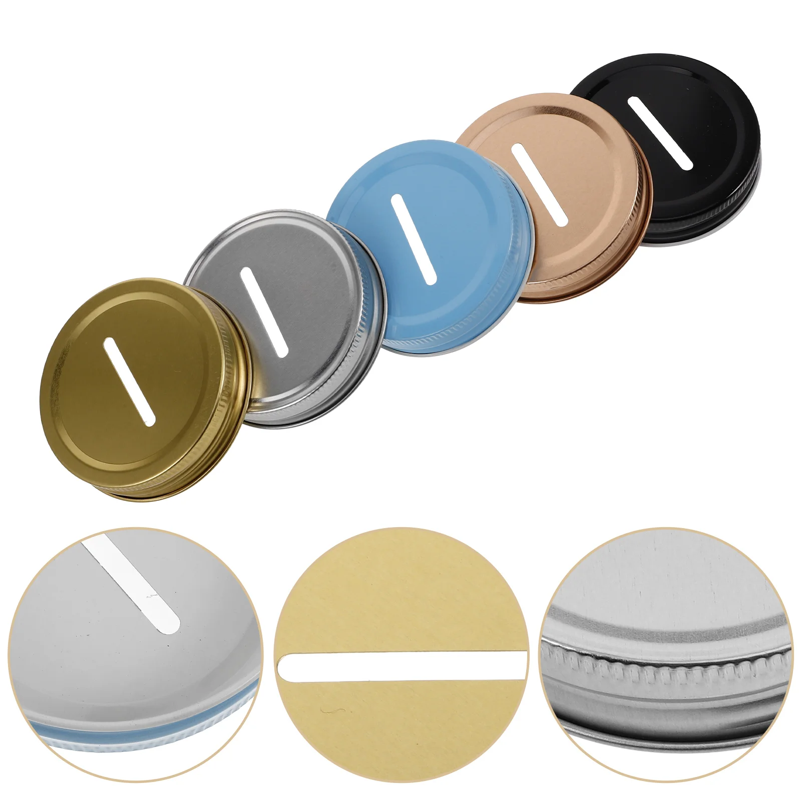 

10pcs Saving Pot Slot Slot Lid Metal Saving Pot Lids Wide Mouth Canning Lids Mason Jars Money Jar Lid Storage
