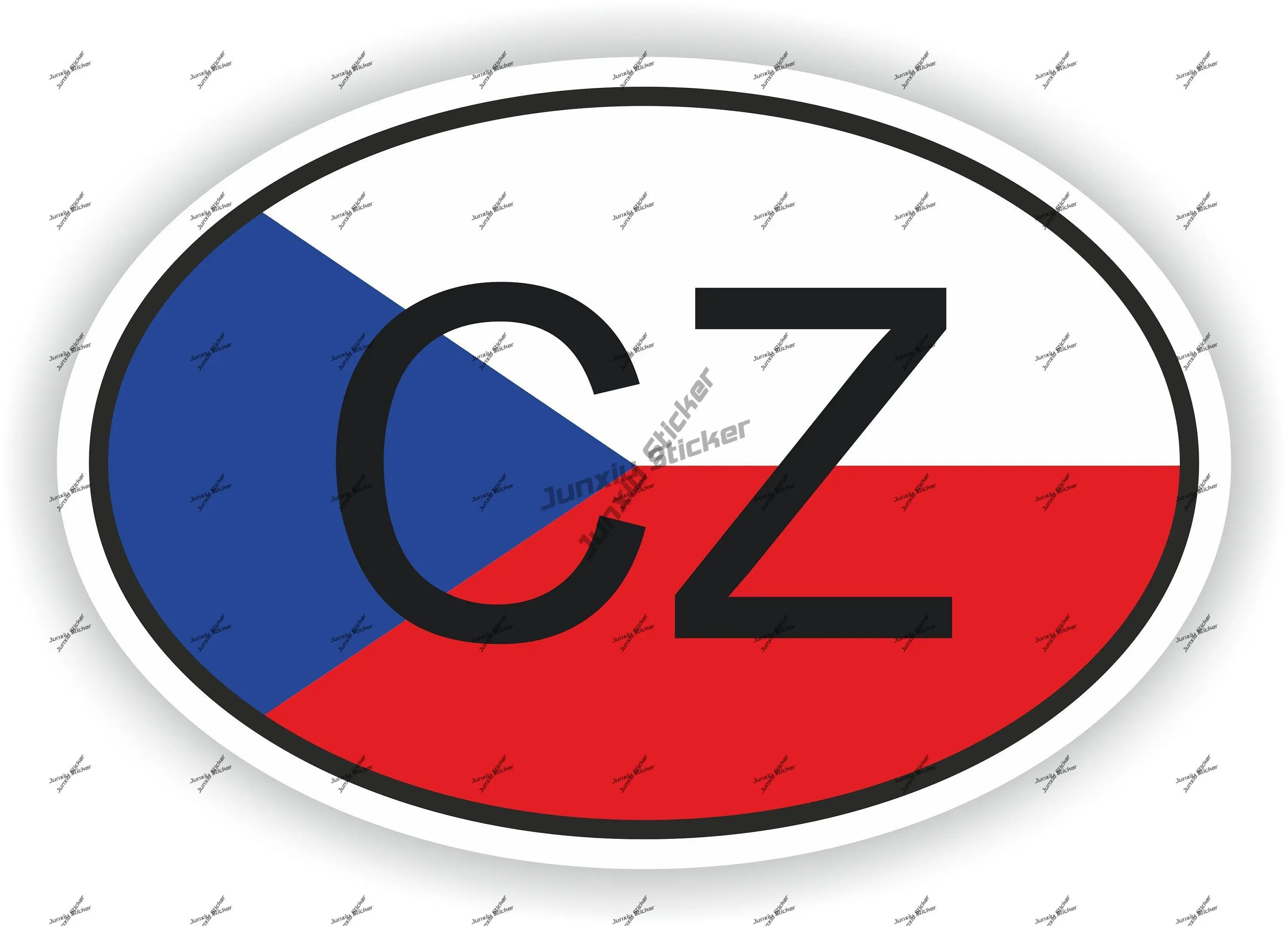Czechs Decal Czech Republic CZ Country Code Oval Sticker with Flag Decals Car SUV Bumper Laptop Fridge Motor Vehicle Accessories