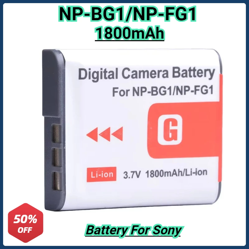 

1800mAh NP-BG1 NP-FG1 NPBG1 Rechargeable Li-ion Digital Camera Battery for Sony DSC-N1 T2 DSC-H9 H10 H20 DSC H3 H5 H7 W70 WX1