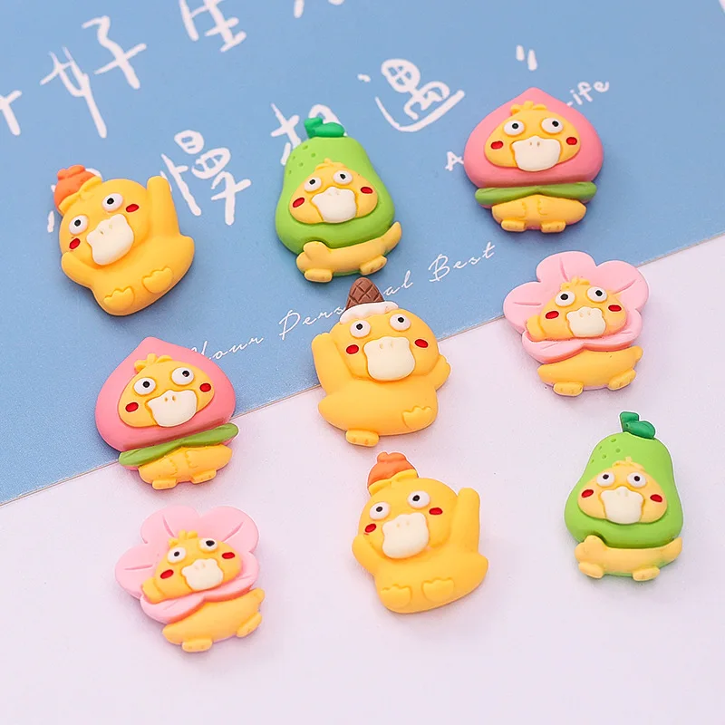 

10pcs Hot Duck Resin Flatback Cabochons Accessories For Hair Clothing Shoes Planar DIY Home Decoration Resin Cartoon Duckling