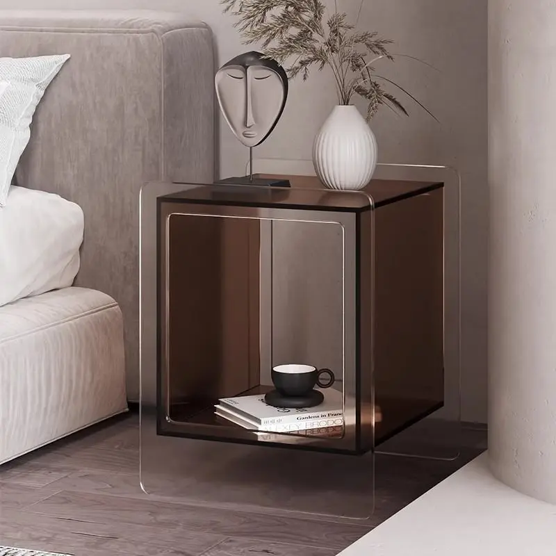 Armoire de Rangement Transparente en Acrylique pour Chambre à Coucher, Table d'Appoint Moderne et Simple