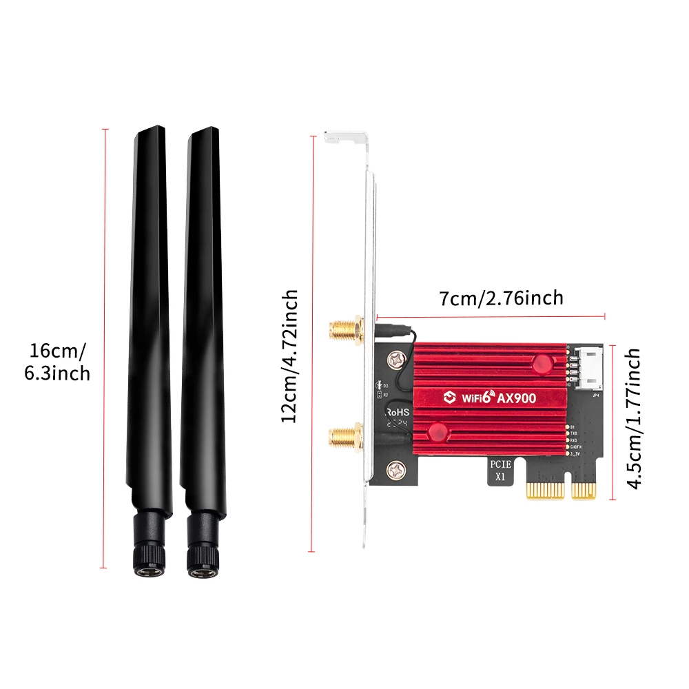 WiFi 6 PCIe Card FV-AX900 Adapter Wireless Bluetooth 5.4 Dual-Band 2.4G/5.8GHz  802.11AX Ethernet for Desktop PC Windows 10/11
