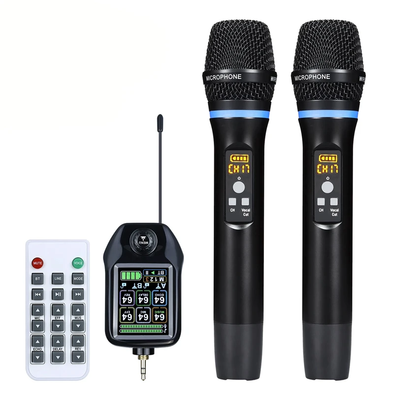 Kabelloses Handmikrofon-System mit DSP Anti-Heulen-Funktion, Aufladbarer Empfänger, Plug-and-Play Mikrofon-Set