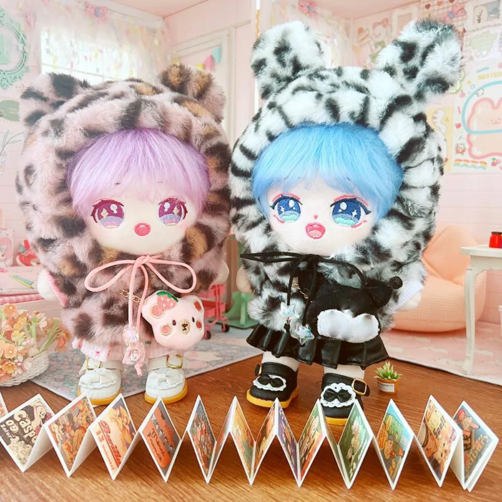 Leopard Print Cotton Doll's Clothes Cartoon Hoodies Idol Plush Doll Clothes Coat Dress Up Doll Plush Clothing Children's Gift