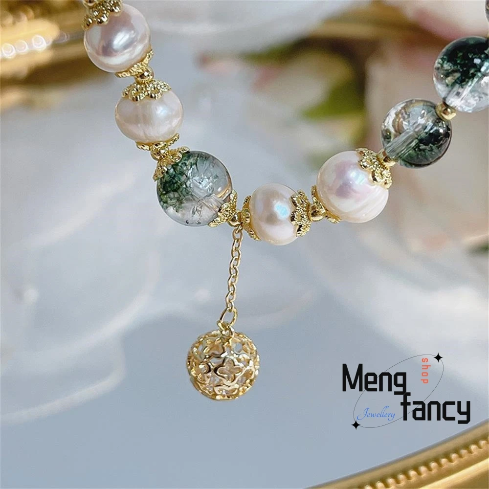 Natural Niche Design Green Ghost Crystal Pendant Strings Simple Elegant High-grade Bracelet Popular Fashion Jewelry Holiday Gift