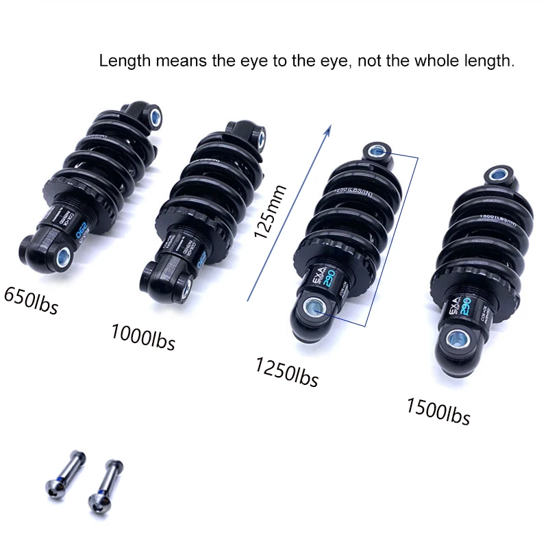 125mm Mountain Bike Rear Shock Absorber - Aluminum Alloy 850lbs Spring For MTB