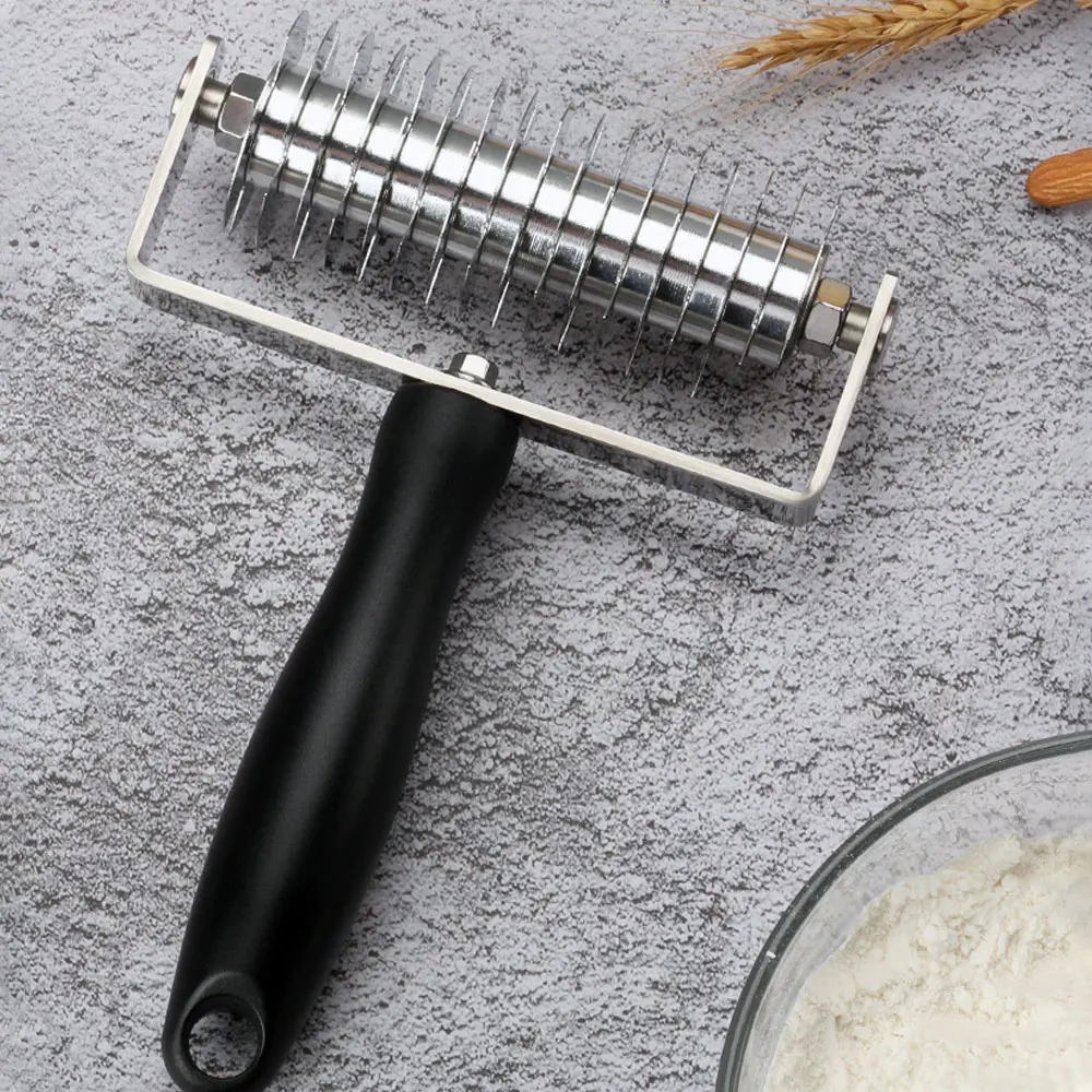 Pasta Roller Pull Net Knife Latte Art Maker Stainless Steel Pizza Grid Pattern Knurled Latte Art Knife Baking Tool