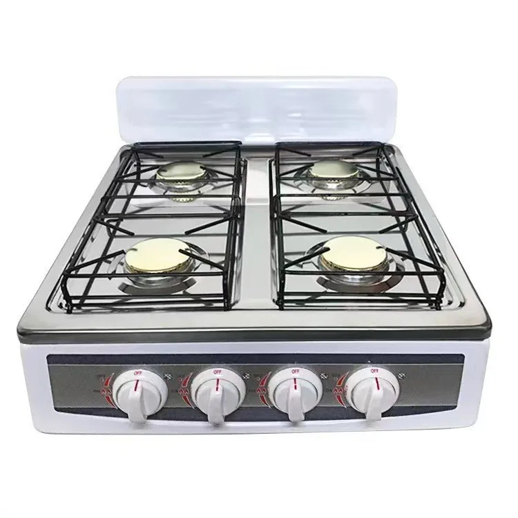 Portable battery-powered 4-burner gas and electric cooker for non-smoking household use