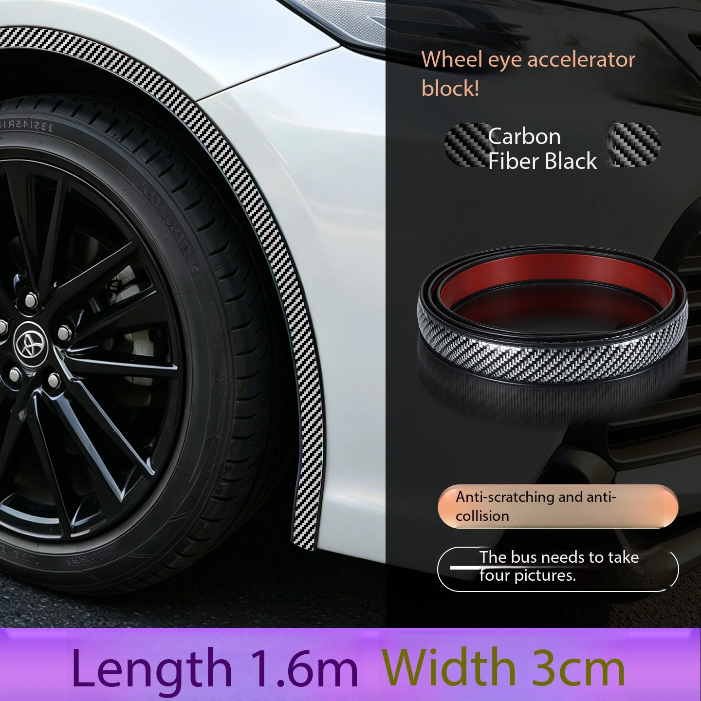 Auto-wielkast anti-botsingsmodificatie decoratieve rubberen brede carrosserie universele anti-kras anti-slijtage wielkast volledige omhulsel brede carrosserie anti-botsingsstrip