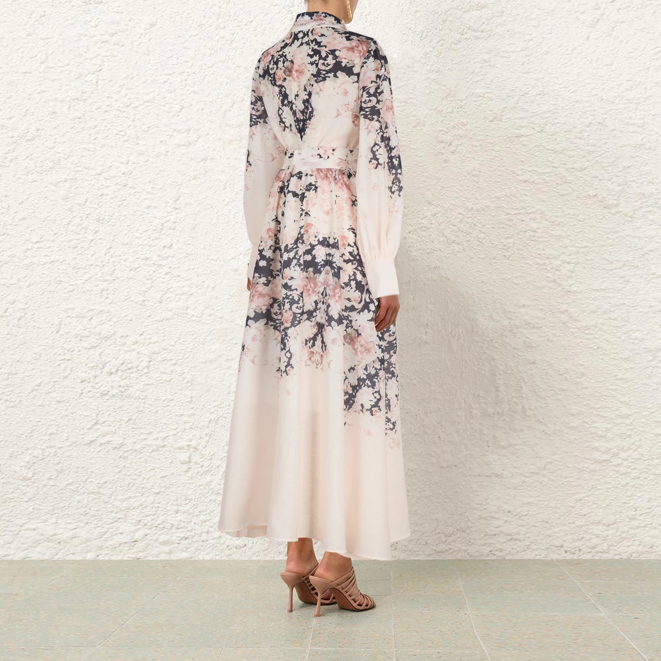 Nieuwe 2025 Lotus Stem Katoen Melk Thee Kleur Bloemenpatroon Lantaarn Sve irt plus Lange Rok Tweedelige Set Dames Faion