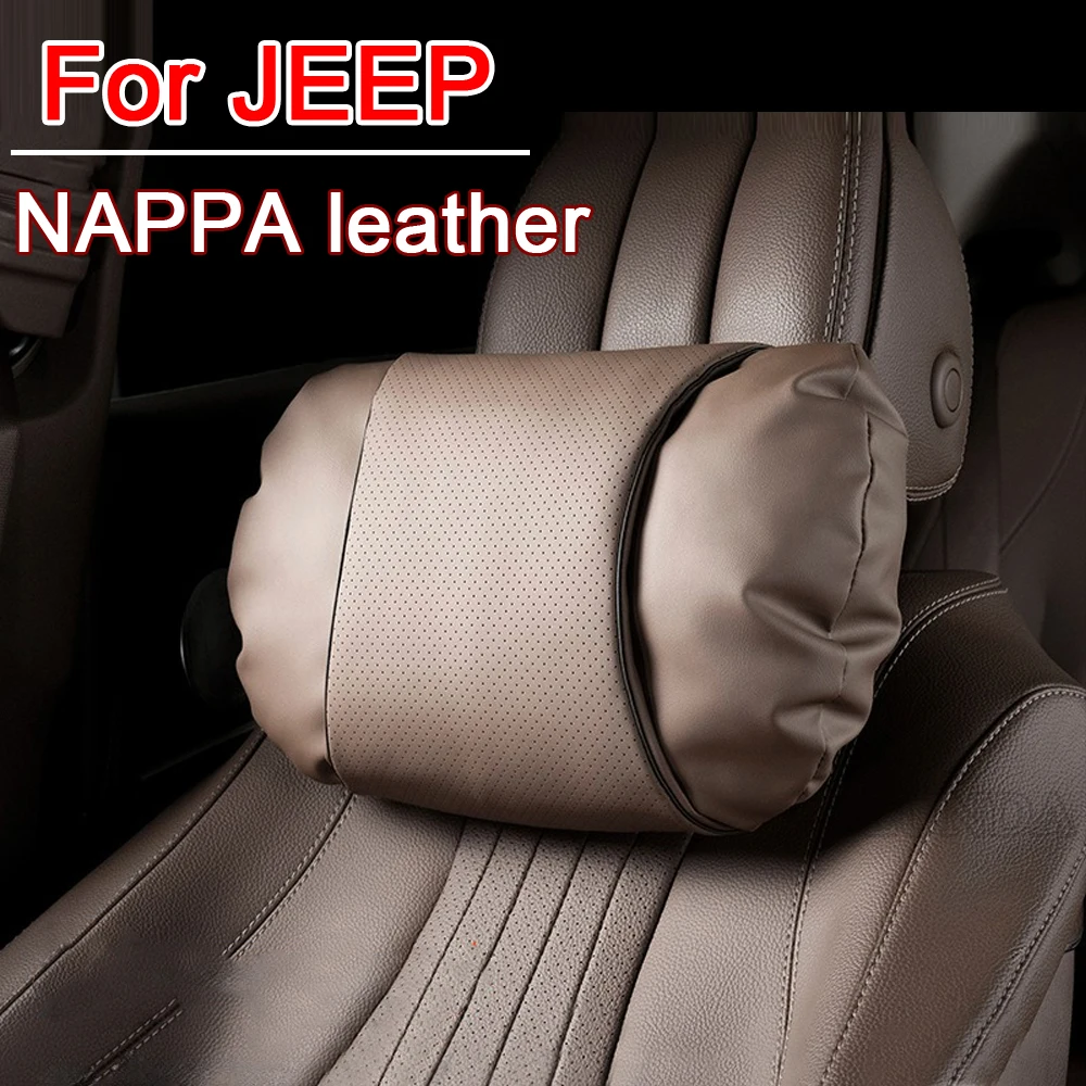 

NAPPA Leather Car Seat Headrest Support Travel Buffer Car Neck Pillow For JEEP Patriot Compass Wrangler Grand Cherokee
