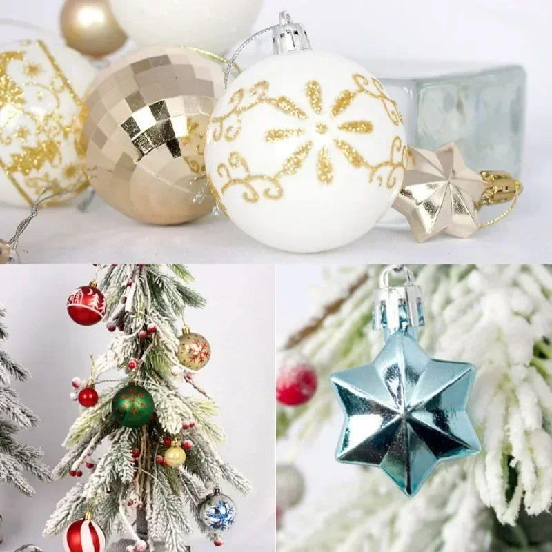 44Pcs 3-6cm  Colorful Electroplated Plastic Christmas Balls Xmas Tree Hangings Home Decoration Prop New Year