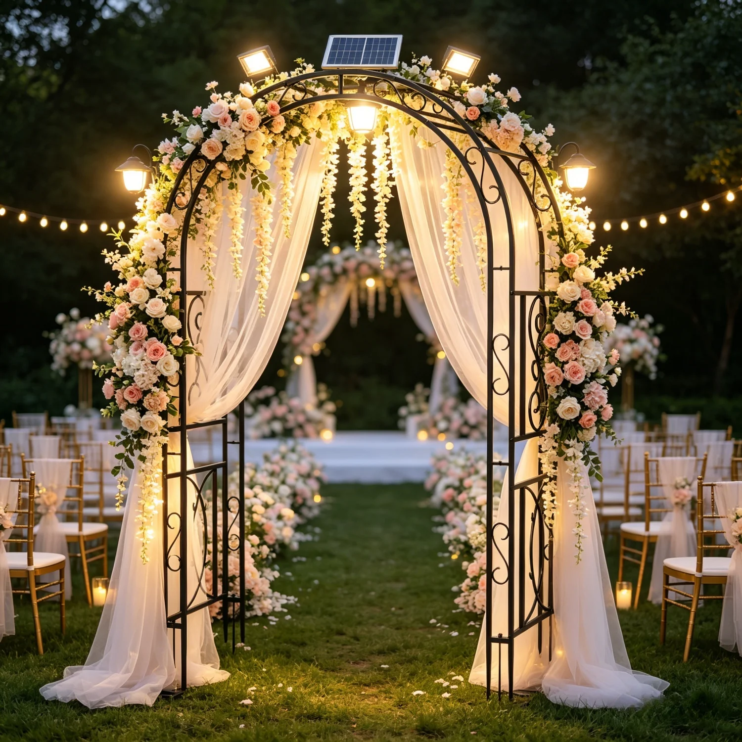 215CM Tall Metal Garden Arch Heavy Duty Garden Trellis for Climbing Plants Wedding Ceremony Decorations Black Arches Frame
